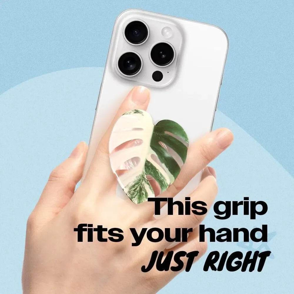 OnTheGrip Acrylic Tropical Leaf Collapsible Expandable Albo Monstera Phone Grip